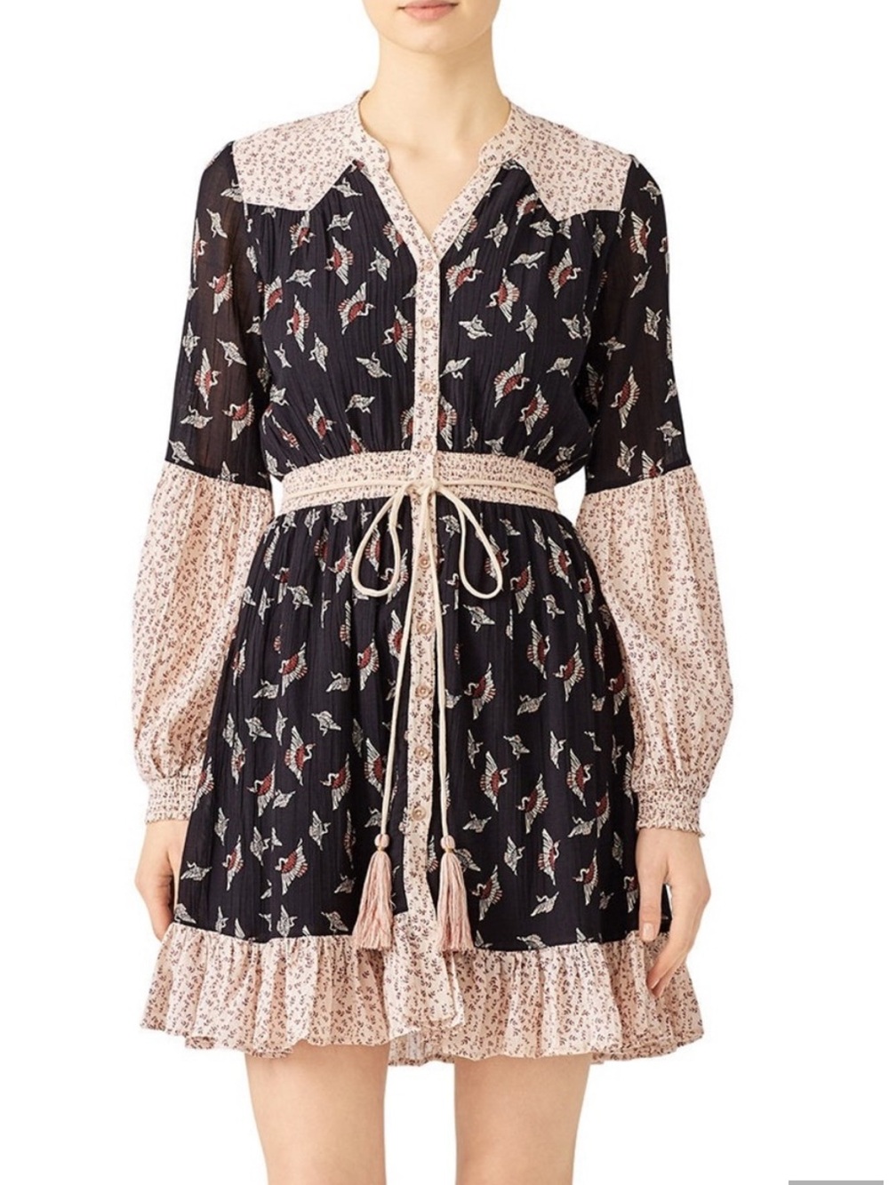 ByTimo bohemian print Floral Tiered Mini Dress